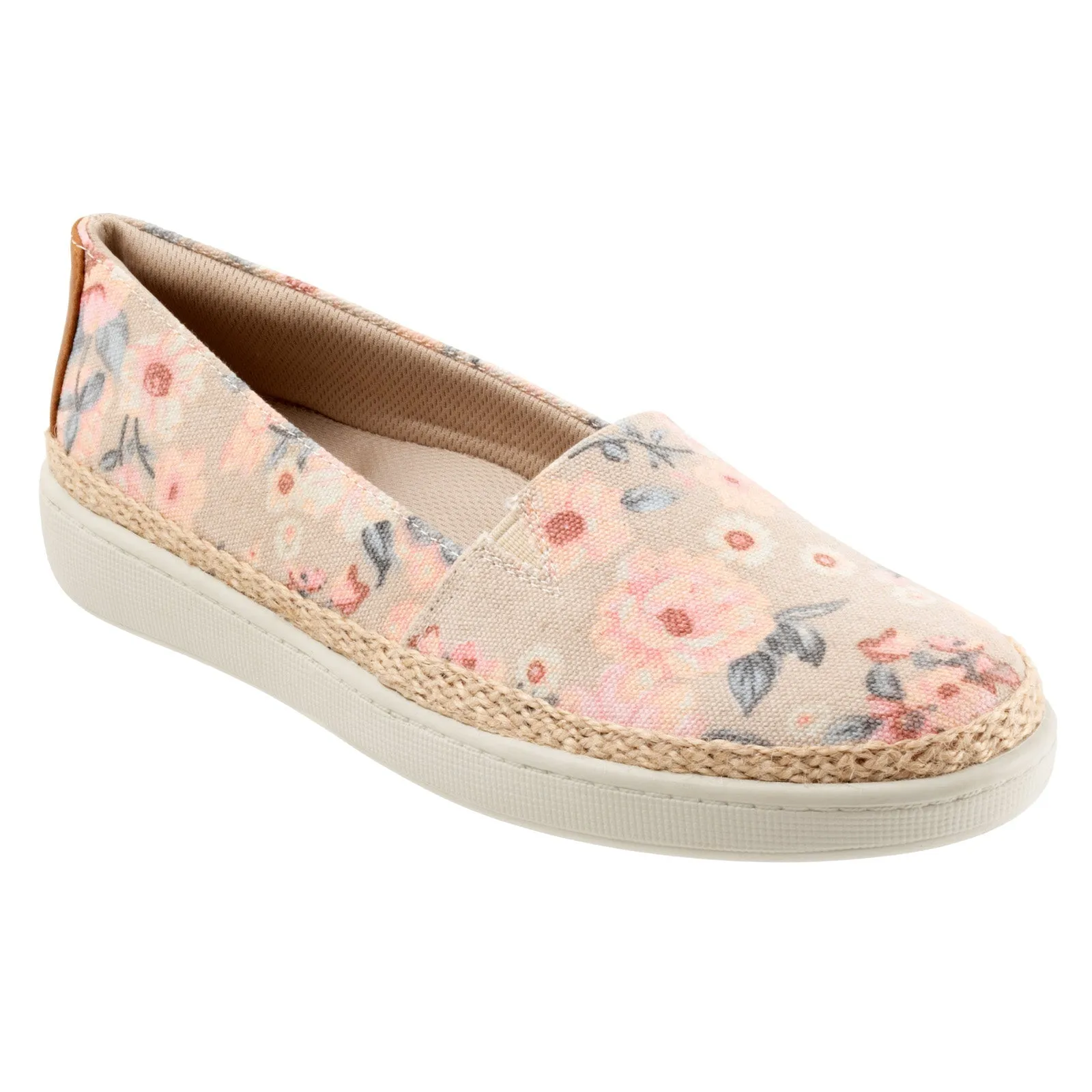 Trotters Accent T1803-921 Womens Beige Narrow Canvas Loafer Flats Shoes