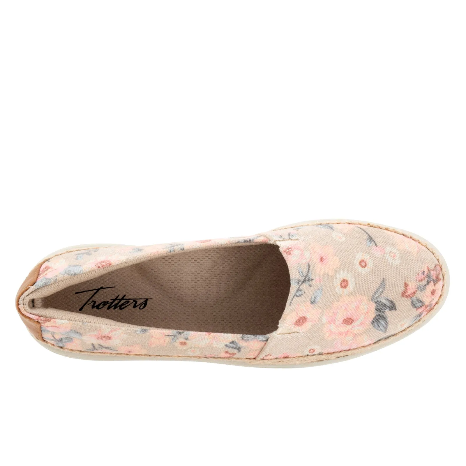 Trotters Accent T1803-921 Womens Beige Narrow Canvas Loafer Flats Shoes