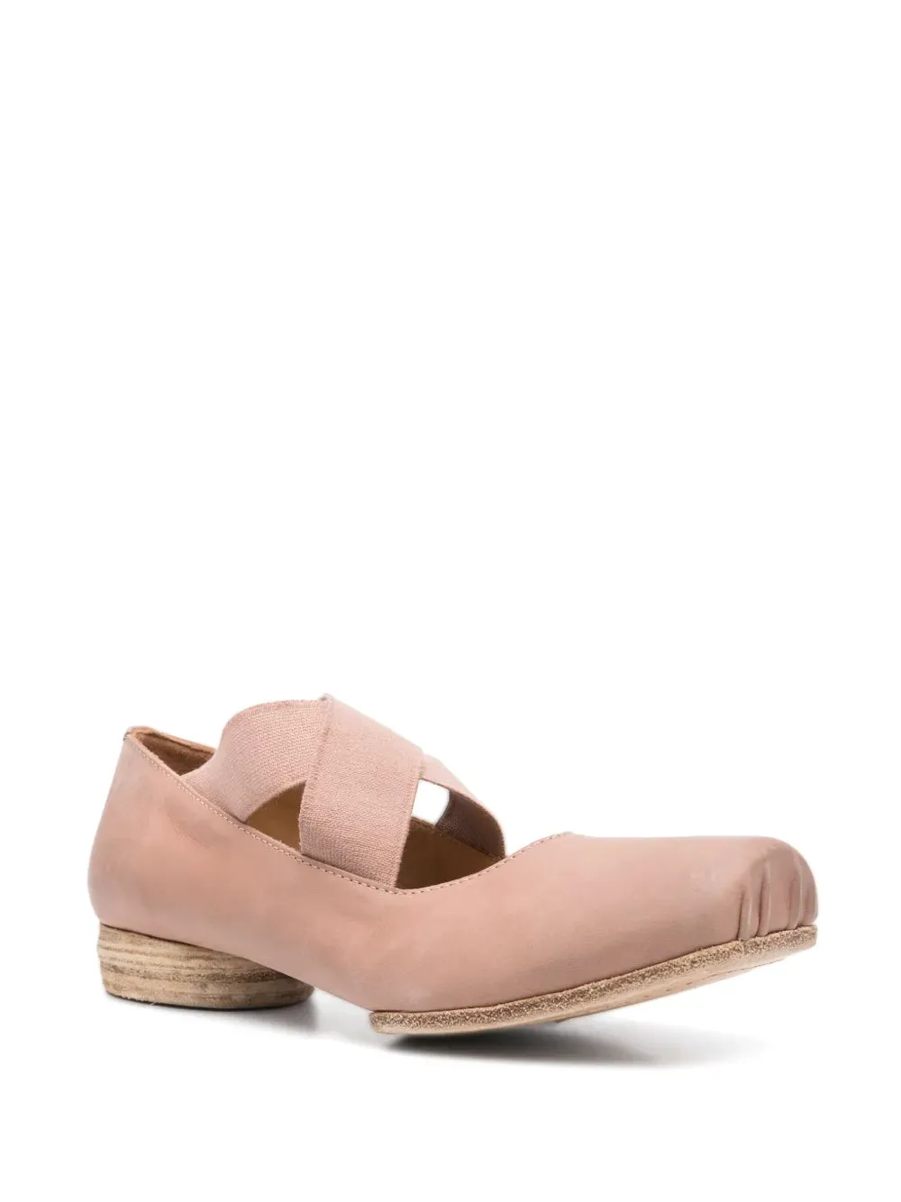 Uma Wang Square Toe Leather Ballet Shoes Rose