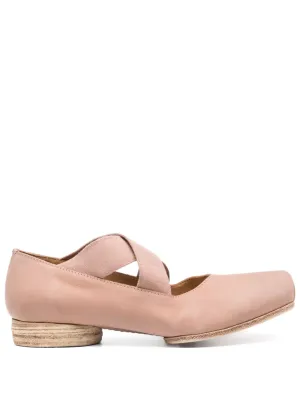 Uma Wang Square Toe Leather Ballet Shoes Rose