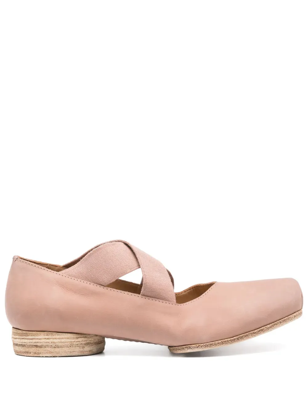 Uma Wang Square Toe Leather Ballet Shoes Rose