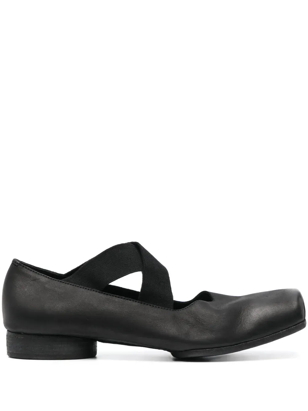 Uma Wang Square Toe Suede Ballet Shoes Black
