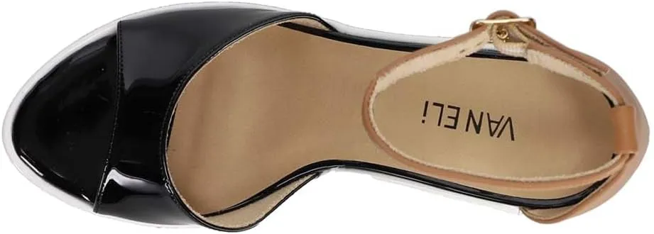 VANELi Womens Lemy Ankle Strap Casual Sandals Casual High Heel 3" & Up - Black, Brown