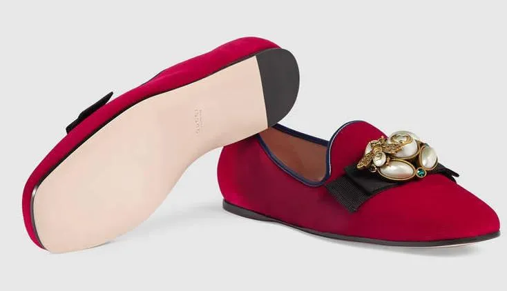 Velvet Ballet Flat with Bee