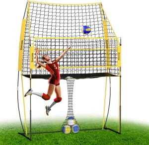 Volleyball Practice Net, Adjustable Heights Volleyball Training Net Station Improve Hit, Serve and Spike Skills Easy Assembly for Backyard Individual Team Practice