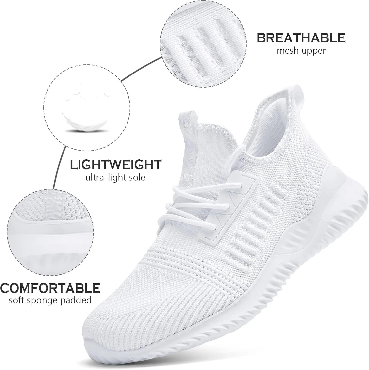 Walking Shoes for Men Sneakers - Slip on Tennis Running Memory Foam Shoes for Athletic Workout Gym Indoor Outdoor Lightweight Breathable Casual Sneakers