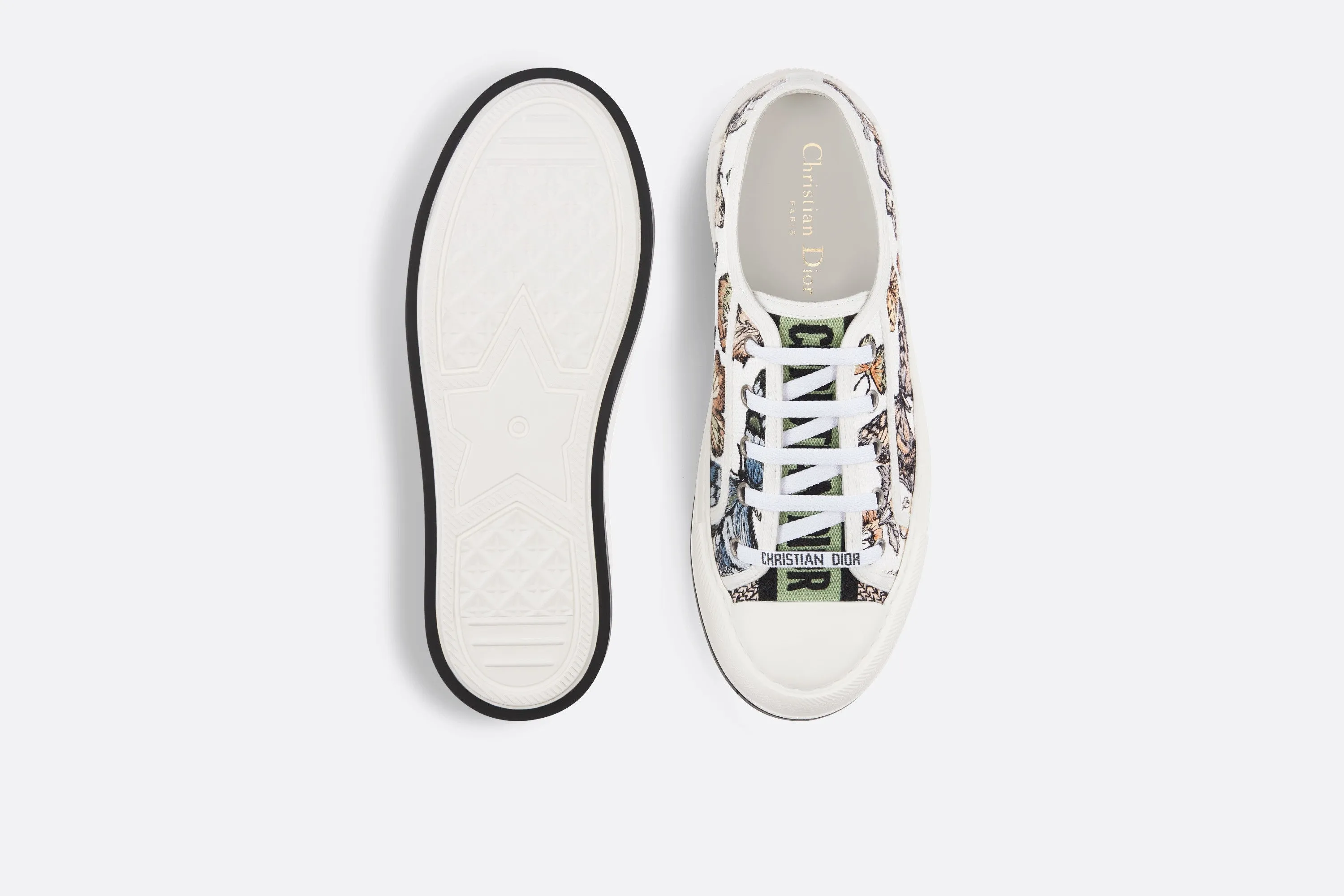 Walk'n'Dior Platform Sneaker • Yellow Multicolor Embroidered Cotton with Toile de Jouy Mexico Motif