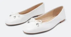 White Flexible Rounded Sam Felicia Edelman Prompt response Ballet Luxe On Curated selection Slip Bright Toe Flats