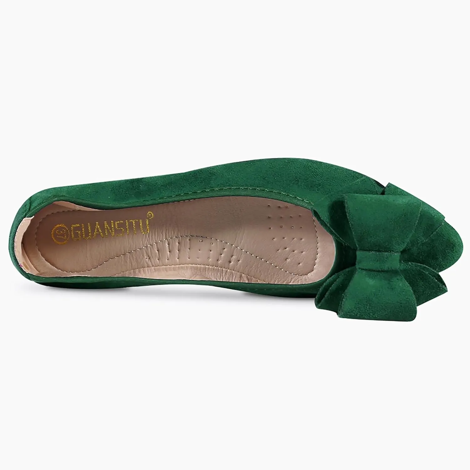 Women Ballet Flats Fashion Bowknot Suede Comfort Pointed Toe Slip On Dress Shoes