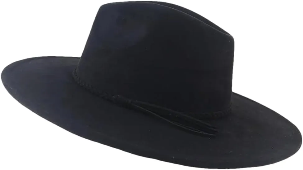 Women Men Wide Brim Suede Tassel Top Hat Party Wedding Fedora Hat Jazz Felt Gentleman Panama Cap
