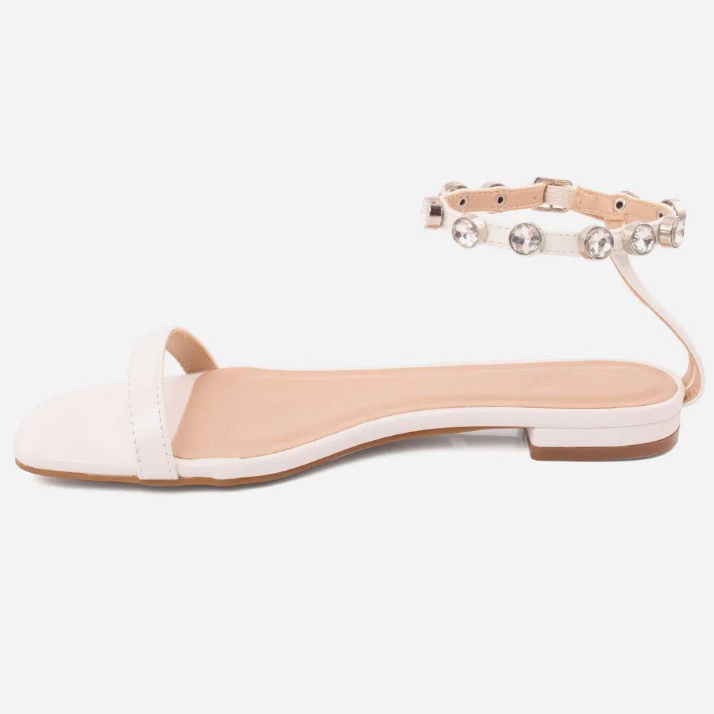 Women "IVETE" Eye Catching Decorated Ankle Strap Sandals