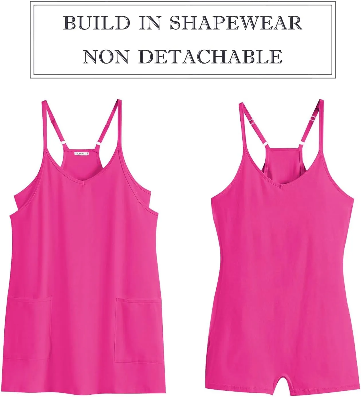 Women Summer Sleeveless Mini Dress Casual Short Sundress Workout Tennis Athletic Onesie with Built in Shorts