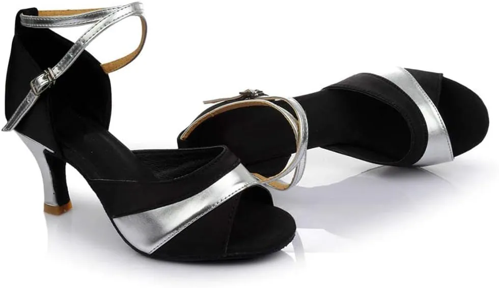 Womens Dress Sandals Open Toe Latin Dance Shoes Tango Performance Shoes Chunky Heels Professional Dance Shoe