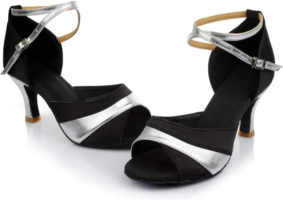 Womens Dress Sandals Open Toe Latin Dance Shoes Tango Performance Shoes Chunky Heels Professional Dance Shoe