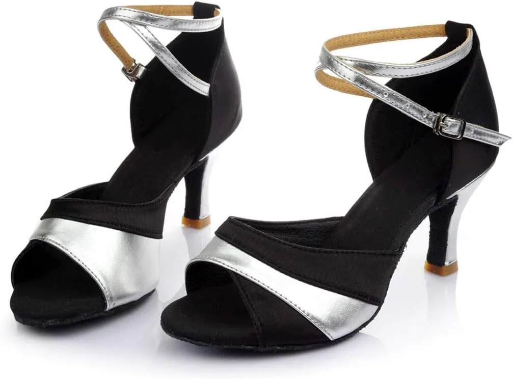 Womens Dress Sandals Open Toe Latin Dance Shoes Tango Performance Shoes Chunky Heels Professional Dance Shoe