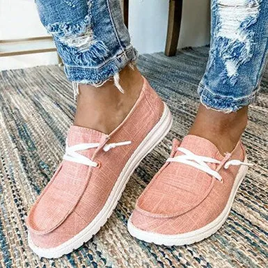 Womens  Slip-On Sneakers - Perma Laces / Round Toes