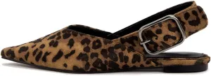 Women's Wide Welt Buckle Ballet Flats Pointed Toe Slingback Mules Mary Jane Flat Ballerina Shoes