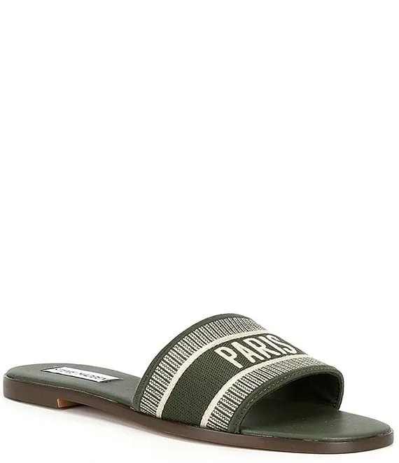 Woven Olive Sandals Steve Multi Clean-lined Open Knox Madden Strap Offer-ending soon Rounded On Flat Toe Slip
