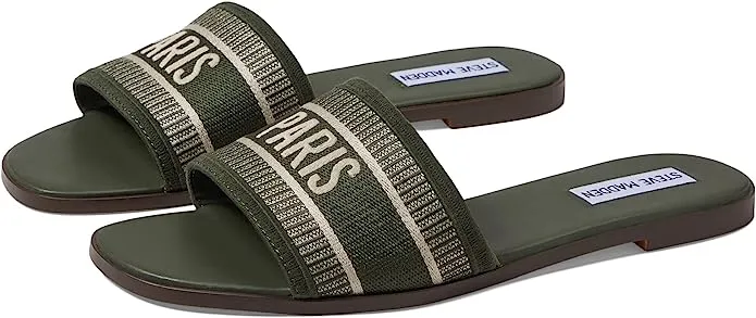 Woven Olive Sandals Steve Multi Clean-lined Open Knox Madden Strap Offer-ending soon Rounded On Flat Toe Slip