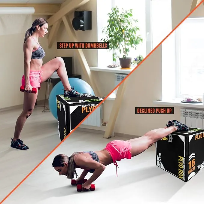 Yes4All 3-in-1 Soft-Padded Plyo Box With Wooden Core