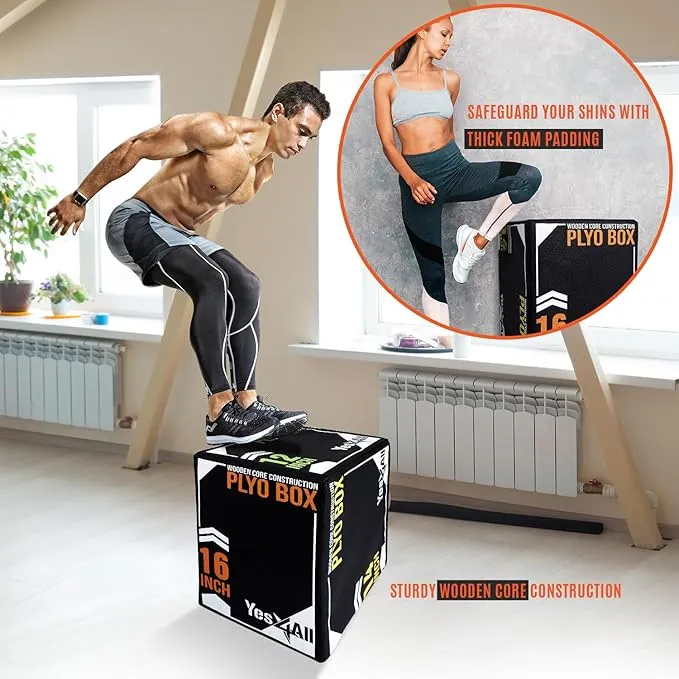 Yes4All 3-in-1 Soft-Padded Plyo Box With Wooden Core