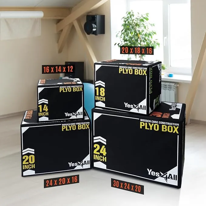 Yes4All 3-in-1 Soft-Padded Plyo Box With Wooden Core