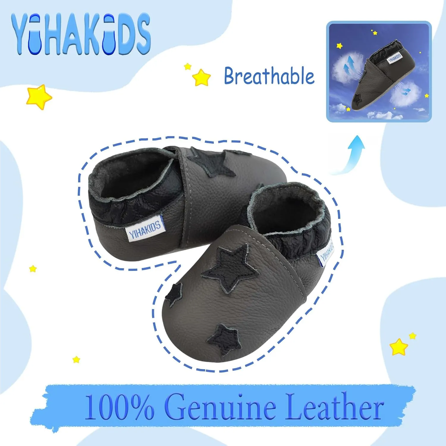 YIHAKIDS Soft Sole Baby Girls Boys Shoes Infant Toddler Leather Moccasins Slippers First Walker Crib Shoes Unisex 0-36 Months