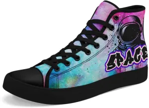 Yoga Printed High-Top Canvas Shoes for Women Unisex Fashion Lace Up Sneakers Casual Walking Tennis Trainer for Girls