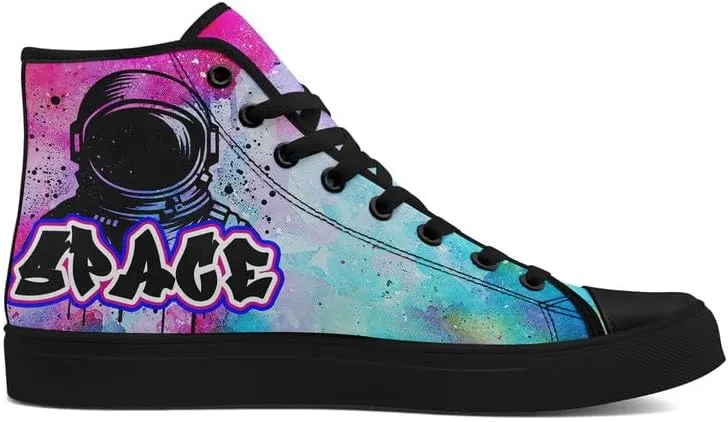 Yoga Printed High-Top Canvas Shoes for Women Unisex Fashion Lace Up Sneakers Casual Walking Tennis Trainer for Girls
