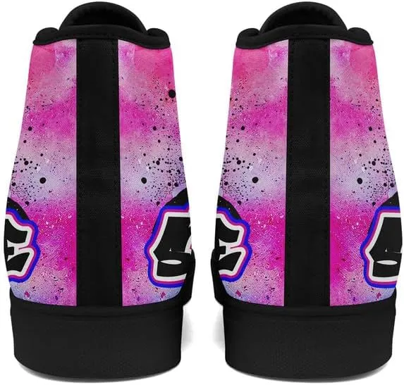 Yoga Printed High-Top Canvas Shoes for Women Unisex Fashion Lace Up Sneakers Casual Walking Tennis Trainer for Girls