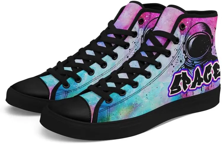 Yoga Printed High-Top Canvas Shoes for Women Unisex Fashion Lace Up Sneakers Casual Walking Tennis Trainer for Girls