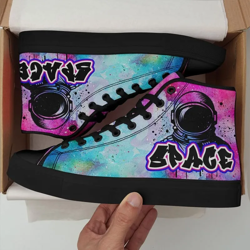 Yoga Printed High-Top Canvas Shoes for Women Unisex Fashion Lace Up Sneakers Casual Walking Tennis Trainer for Girls