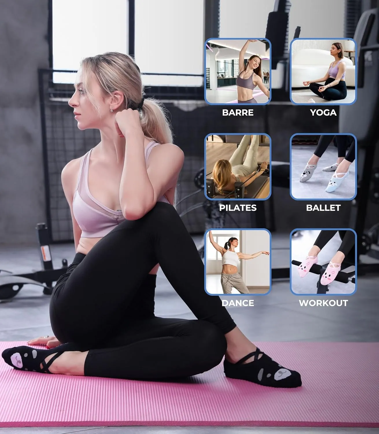 Yoga Socks Barre Pilates Hospital Maternity Sock w/Grips Non-Slip for Women Men