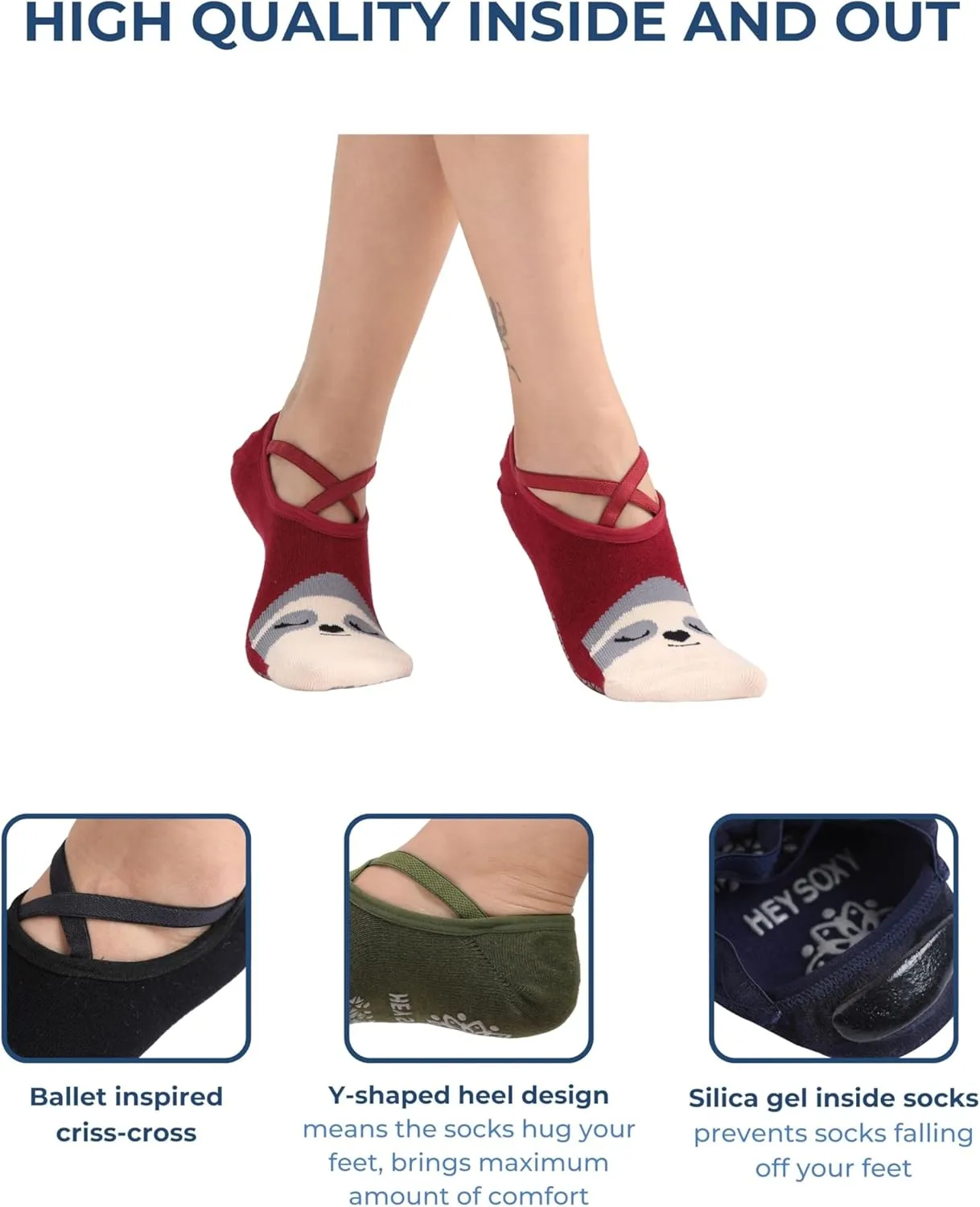 Yoga Socks Barre Pilates Hospital Maternity Sock w/Grips Non-Slip for Women Men